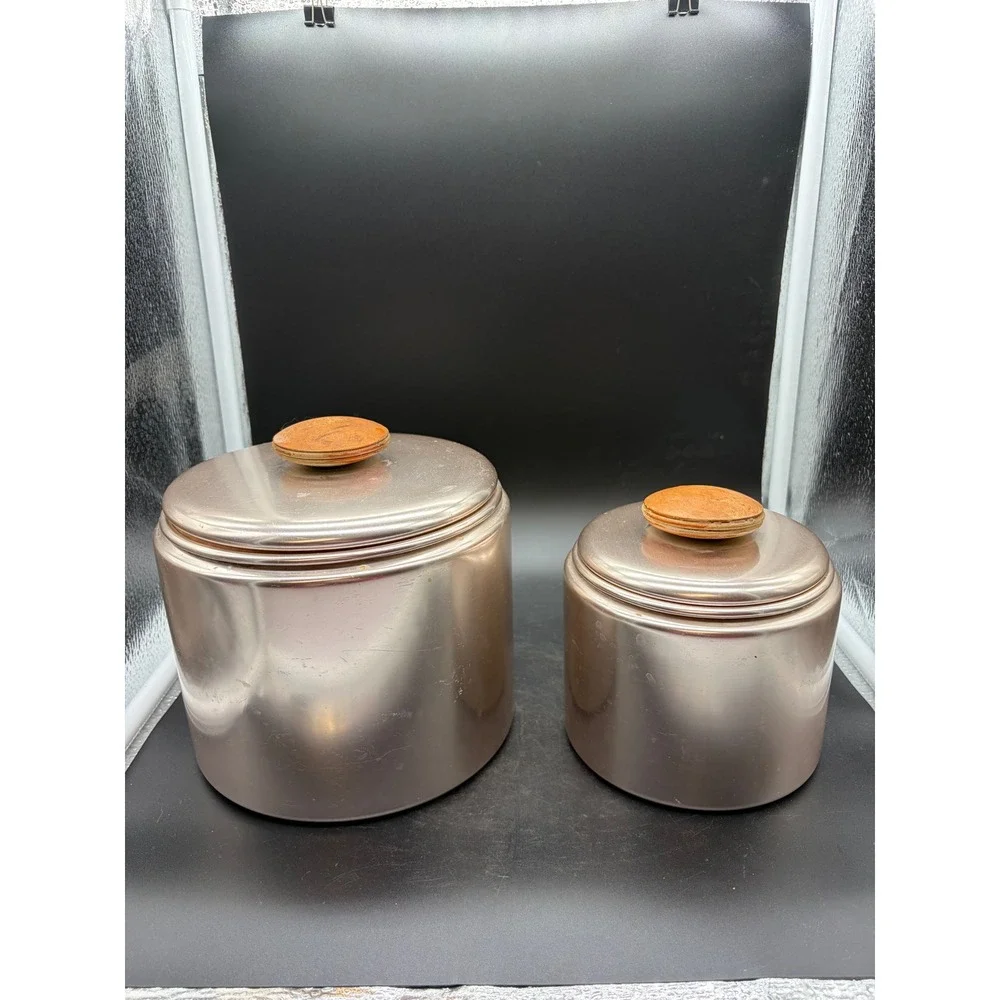 Vintage‎ MCM Mirro Rose Copper Canister Set of 2